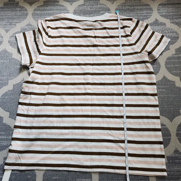 Madewell SOFT Pink/Brown/White stripe 100% cotton Retro Tee S - Picture 2 of 4
